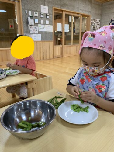 枝豆のさや出し